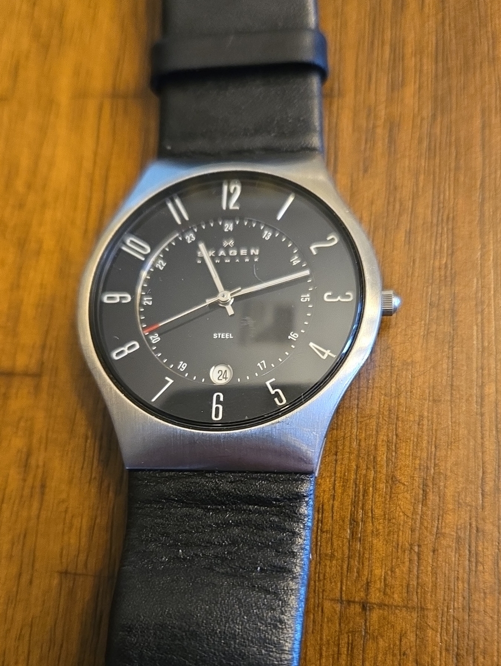 Skagen Black Dial Silver-Tone Steel Case Watch